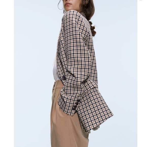 Zara houndstooth oversized double breasted blazer
